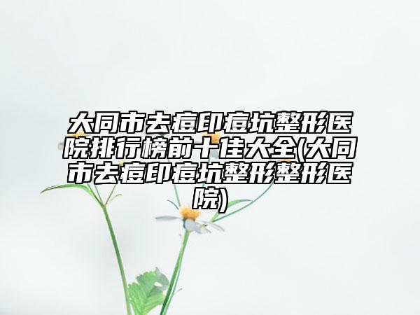 大同市去痘印痘坑整形醫(yī)院排行榜前十佳大全(大同市去痘印痘坑整形整形醫(yī)院)