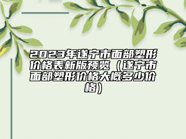 2023年遂寧市面部塑形價格表新版預(yù)覽（遂寧市面部塑形價格大概多少價格）
