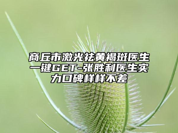 商丘市激光祛黃褐斑醫(yī)生一鍵GET-張勝利醫(yī)生實力口碑樣樣不差