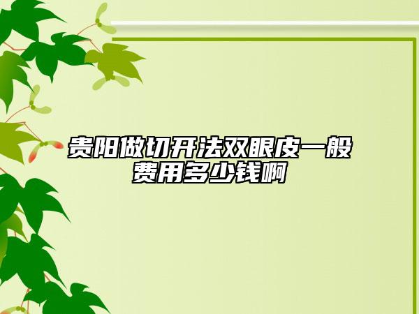 貴陽做切開法雙眼皮一般費(fèi)用多少錢啊