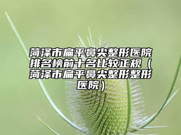 菏澤市扁平鼻尖整形醫(yī)院排名榜前十名比較正規(guī)（菏澤市扁平鼻尖整形整形醫(yī)院）