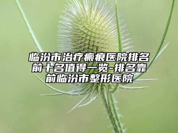 臨汾市治療瘢痕醫(yī)院排名前十名值得一覽-排名靠前臨汾市整形醫(yī)院