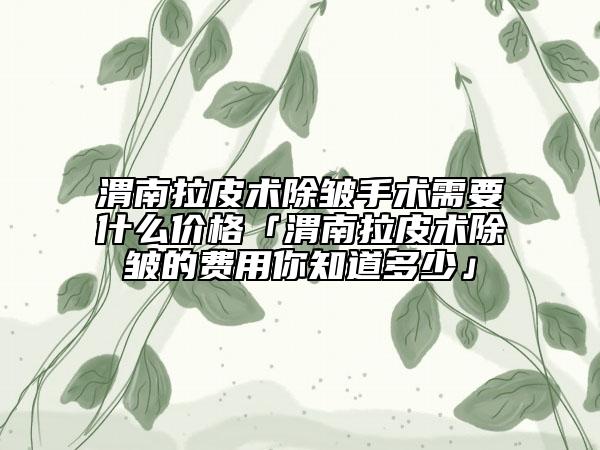 渭南拉皮術(shù)除皺手術(shù)需要什么價格「渭南拉皮術(shù)除皺的費用你知道多少」