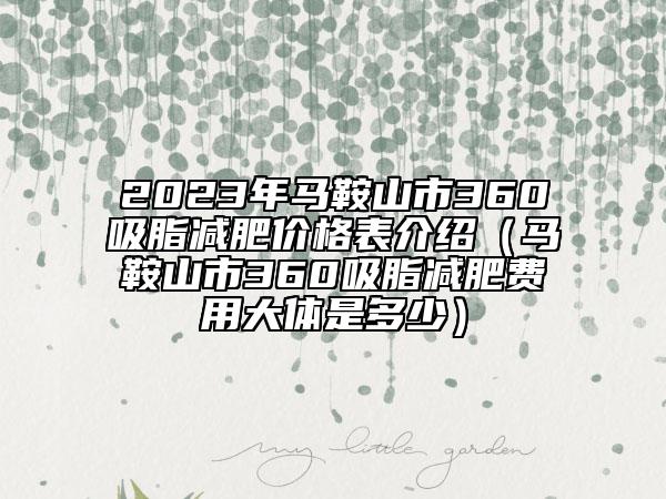 2023年馬鞍山市360吸脂減肥價格表介紹（馬鞍山市360吸脂減肥費用大體是多少）