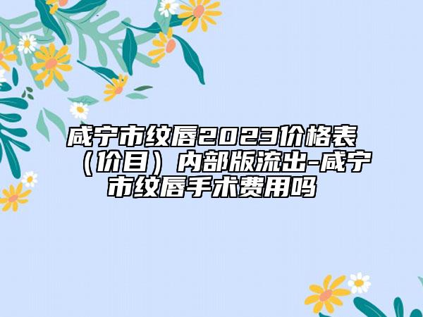 咸寧市紋唇2023價格表（價目）內(nèi)部版流出-咸寧市紋唇手術(shù)費(fèi)用嗎