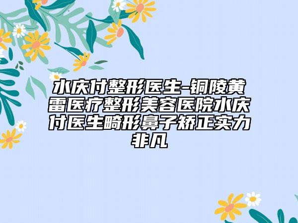 水慶付整形醫(yī)生-銅陵黃雷醫(yī)療整形美容醫(yī)院水慶付醫(yī)生畸形鼻子矯正實力非凡