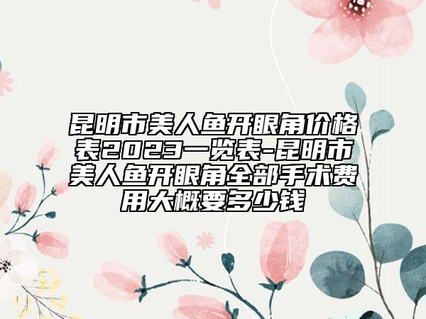 昆明市美人魚開眼角價(jià)格表2023一覽表-昆明市美人魚開眼角全部手術(shù)費(fèi)用大概要多少錢