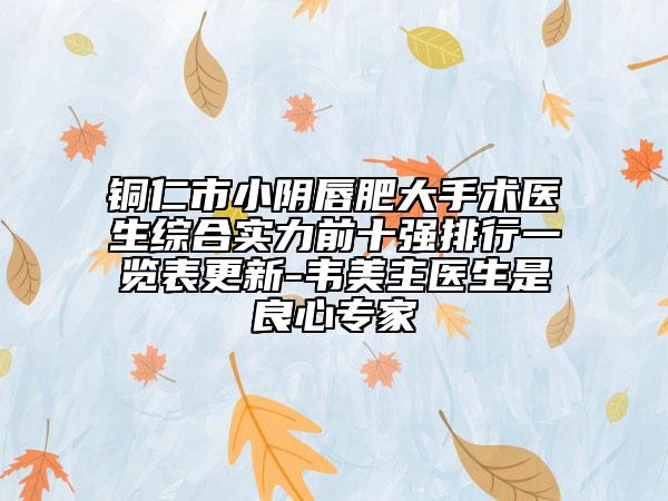 銅仁市小陰唇肥大手術(shù)醫(yī)生綜合實(shí)力前十強(qiáng)排行一覽表更新-韋美主醫(yī)生是良心專家