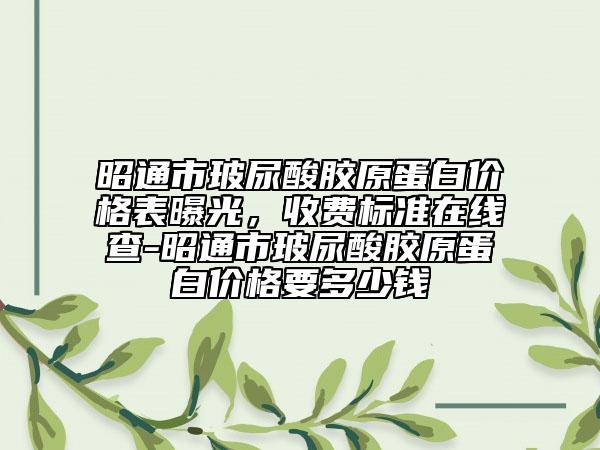 昭通市玻尿酸膠原蛋白價格表曝光，收費標準在線查-昭通市玻尿酸膠原蛋白價格要多少錢