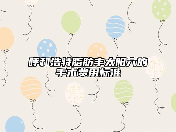 呼和浩特脂肪豐太陽穴的手術(shù)費用標準