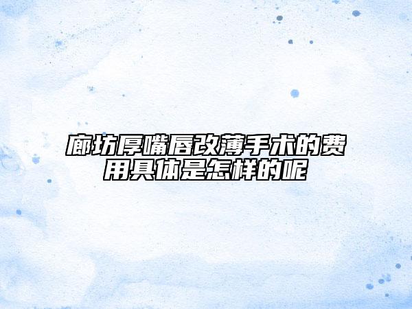 廊坊厚嘴唇改薄手術(shù)的費用具體是怎樣的呢