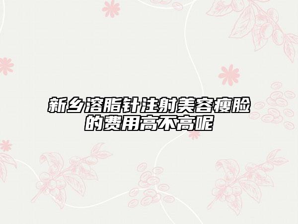 新鄉(xiāng)溶脂針注射美容瘦臉的費(fèi)用高不高呢