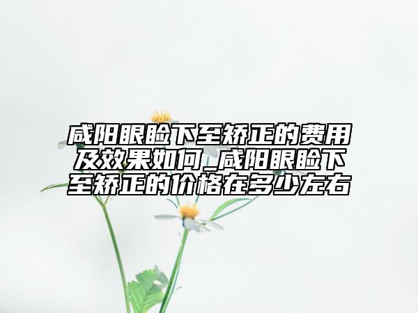 咸陽眼瞼下至矯正的費用及效果如何_咸陽眼瞼下至矯正的價格在多少左右