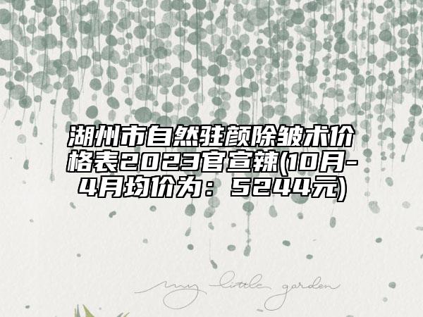 湖州市自然駐顏除皺術(shù)價格表2023官宣辣(10月-4月均價為：5244元)