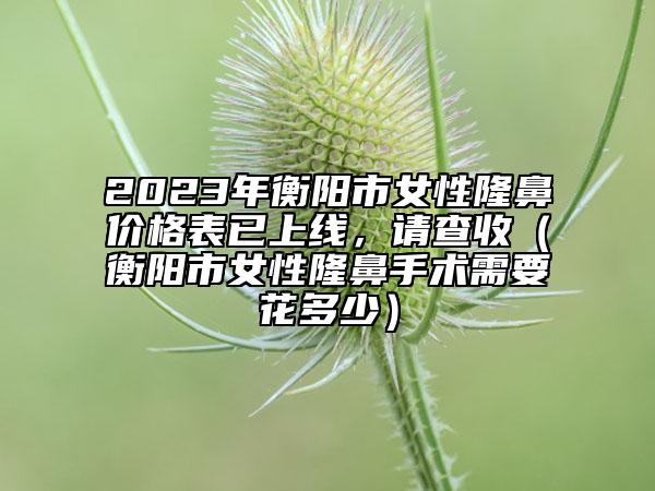 2023年衡陽市女性隆鼻價格表已上線，請查收（衡陽市女性隆鼻手術需要花多少）