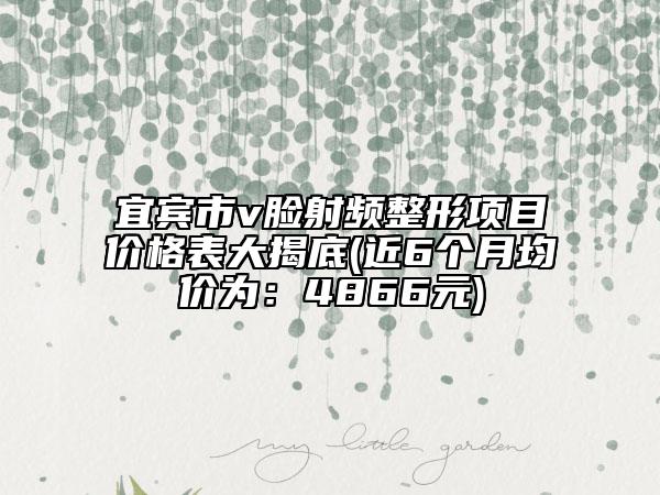 宜賓市v臉射頻整形項(xiàng)目價(jià)格表大揭底(近6個(gè)月均價(jià)為：4866元)