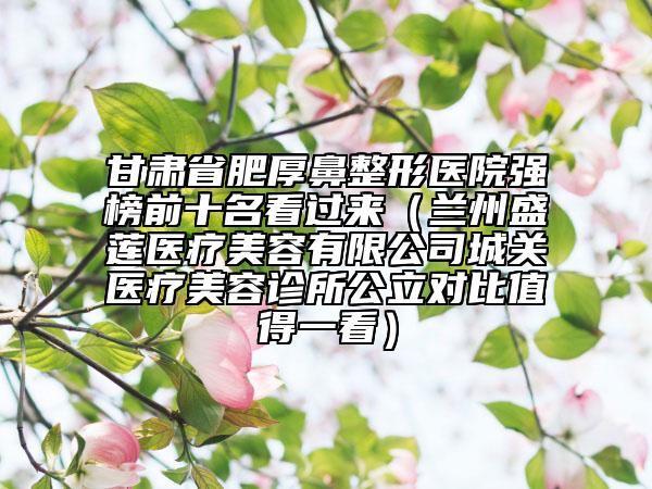 甘肅省肥厚鼻整形醫(yī)院強(qiáng)榜前十名看過來（蘭州盛蓮醫(yī)療美容有限公司城關(guān)醫(yī)療美容診所公立對比值得一看）