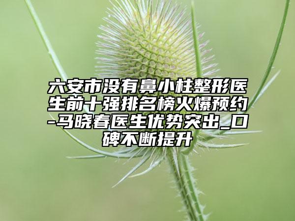 六安市沒有鼻小柱整形醫(yī)生前十強排名榜火爆預(yù)約-馬曉春醫(yī)生優(yōu)勢突出_口碑不斷提升