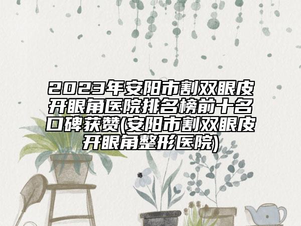 2023年安陽市割雙眼皮開眼角醫(yī)院排名榜前十名口碑獲贊(安陽市割雙眼皮開眼角整形醫(yī)院)