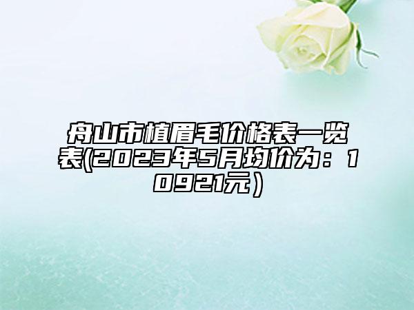 舟山市植眉毛價格表一覽表(2023年5月均價為：10921元）