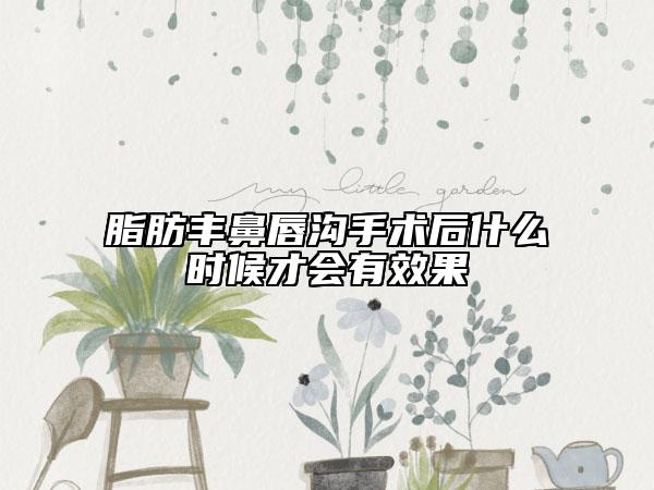 脂肪豐鼻唇溝手術(shù)后什么時候才會有效果