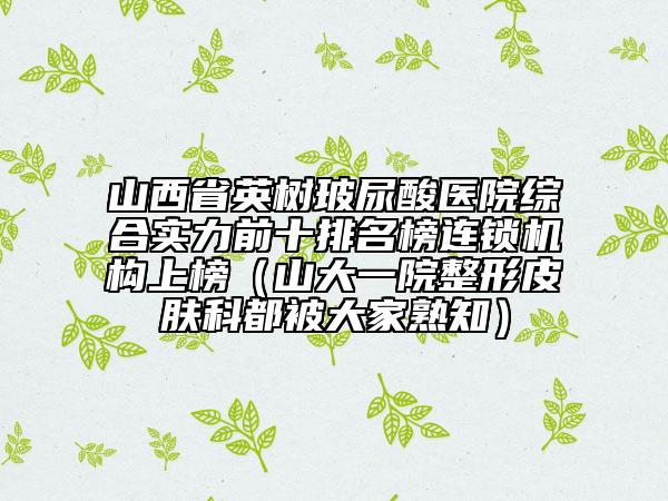 山西省英樹玻尿酸醫(yī)院綜合實(shí)力前十排名榜連鎖機(jī)構(gòu)上榜（山大一院整形皮膚科都被大家熟知）