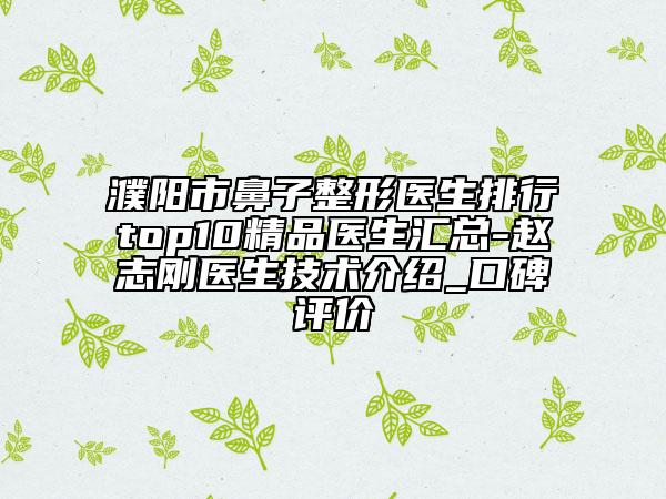 濮陽(yáng)市鼻子整形醫(yī)生排行top10精品醫(yī)生匯總-趙志剛醫(yī)生技術(shù)介紹_口碑評(píng)價(jià)