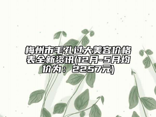 梅州市毛孔過大美容價格表全新資訊(12月-5月均價為：2257元)