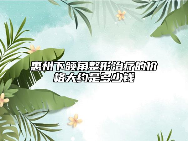 惠州下頜角整形治療的價(jià)格大約是多少錢