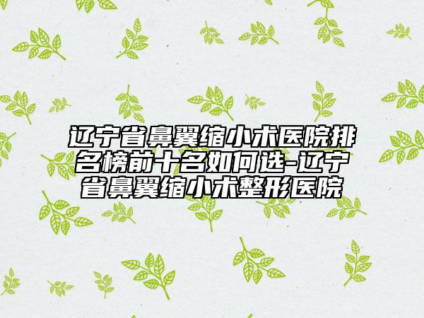 遼寧省鼻翼縮小術(shù)醫(yī)院排名榜前十名如何選-遼寧省鼻翼縮小術(shù)整形醫(yī)院