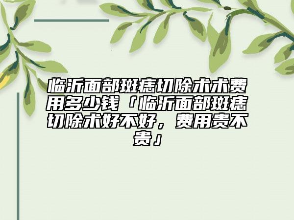 臨沂面部斑痣切除術(shù)術(shù)費(fèi)用多少錢「臨沂面部斑痣切除術(shù)好不好，費(fèi)用貴不貴」