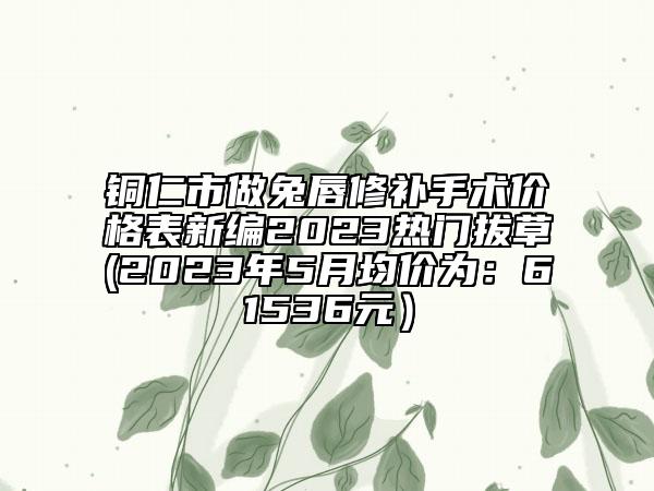 銅仁市做兔唇修補(bǔ)手術(shù)價格表新編2023熱門拔草(2023年5月均價為：61536元）
