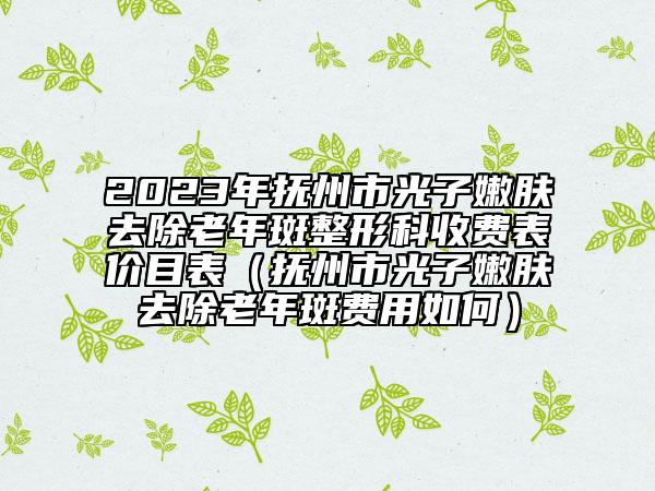 2023年撫州市光子嫩膚去除老年斑整形科收費(fèi)表價(jià)目表（撫州市光子嫩膚去除老年斑費(fèi)用如何）
