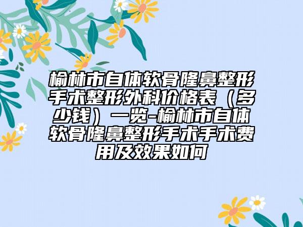 榆林市自體軟骨隆鼻整形手術(shù)整形外科價格表（多少錢）一覽-榆林市自體軟骨隆鼻整形手術(shù)手術(shù)費用及效果如何