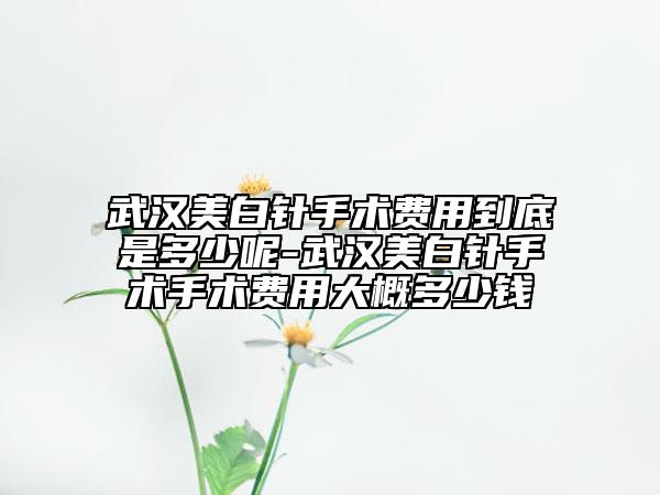 武漢美白針手術(shù)費用到底是多少呢-武漢美白針手術(shù)手術(shù)費用大概多少錢