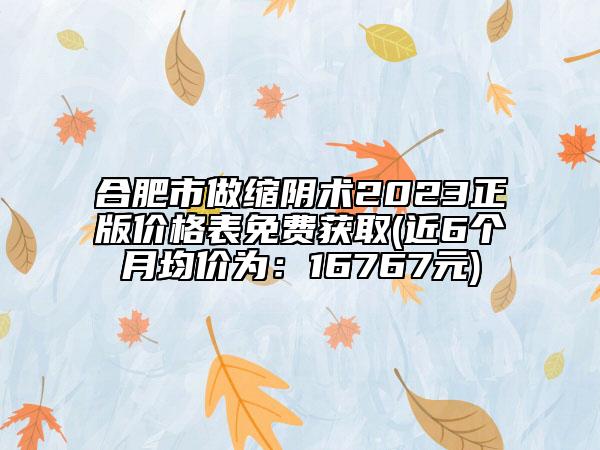 合肥市做縮陰術(shù)2023正版價格表免費獲取(近6個月均價為：16767元)