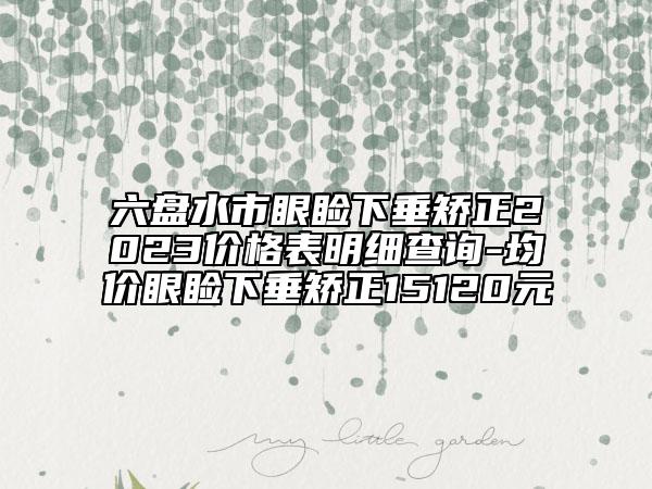 六盤水市眼瞼下垂矯正2023價格表明細查詢-均價眼瞼下垂矯正15120元