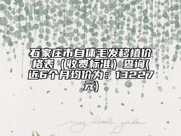 石家莊市自體毛發(fā)移植價格表（收費(fèi)標(biāo)準(zhǔn)）查詢(近6個月均價為：13227元)