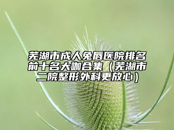 蕪湖市成人兔唇醫(yī)院排名前十名大咖合集（蕪湖市二院整形外科更放心）