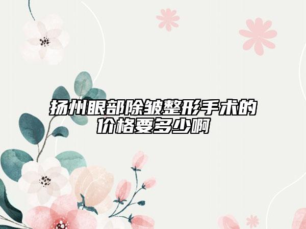 揚州眼部除皺整形手術(shù)的價格要多少啊