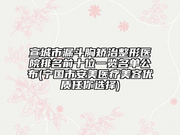 宣城市漏斗胸矯治整形醫(yī)院排名前十位一覽名單公布(寧國(guó)市安美醫(yī)療美容優(yōu)質(zhì)任你選擇)