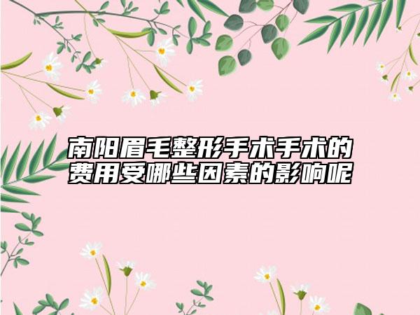 南陽眉毛整形手術(shù)手術(shù)的費(fèi)用受哪些因素的影響呢