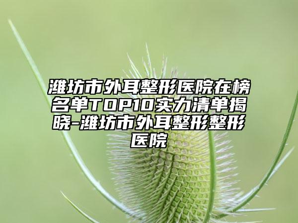 濰坊市外耳整形醫(yī)院在榜名單TOP10實(shí)力清單揭曉-濰坊市外耳整形整形醫(yī)院