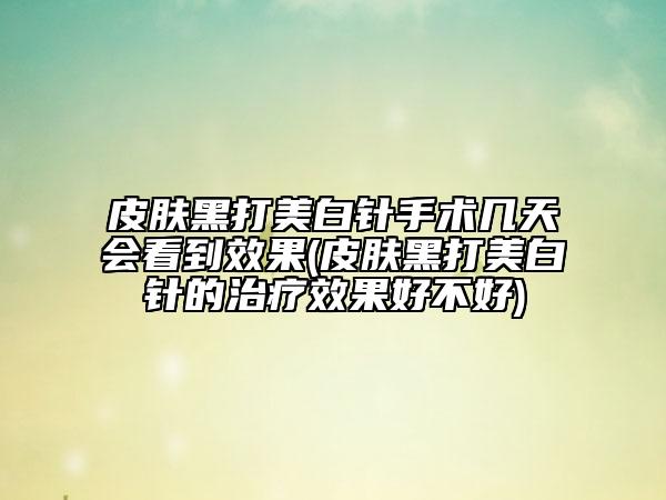 皮膚黑打美白針手術(shù)幾天會看到效果(皮膚黑打美白針的治療效果好不好)