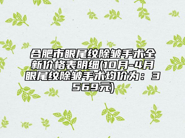 合肥市眼尾紋除皺手術(shù)全新價格表明細(xì)(10月-4月眼尾紋除皺手術(shù)均價為：3569元)