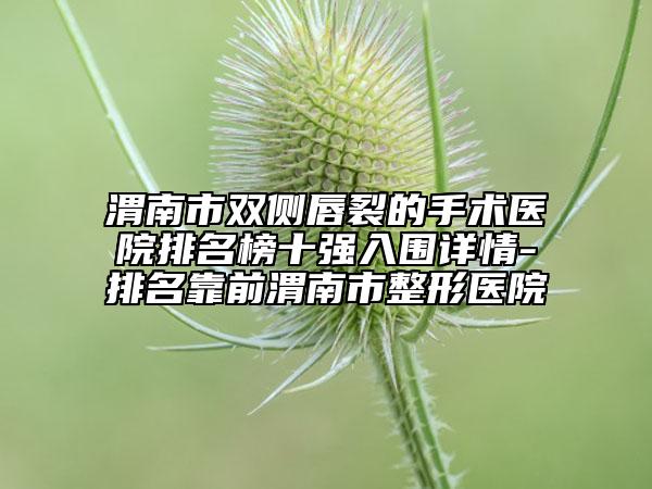 渭南市雙側(cè)唇裂的手術(shù)醫(yī)院排名榜十強入圍詳情-排名靠前渭南市整形醫(yī)院