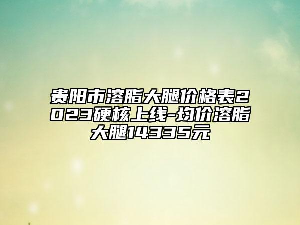 貴陽市溶脂大腿價(jià)格表2023硬核上線-均價(jià)溶脂大腿14335元