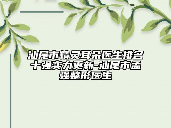 汕尾市精靈耳朵醫(yī)生排名十強(qiáng)實(shí)力更新-汕尾市孟強(qiáng)整形醫(yī)生