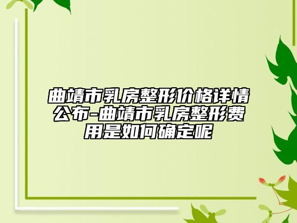 曲靖市乳房整形價(jià)格詳情公布-曲靖市乳房整形費(fèi)用是如何確定呢