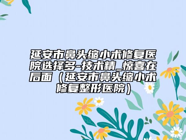 延安市鼻頭縮小術修復醫(yī)院選擇多-技術精_驚喜在后面（延安市鼻頭縮小術修復整形醫(yī)院）